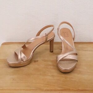 Naturalizer Abby Strappy Platform Heel Sandals Size 7M  Gold Metallic Party Prom